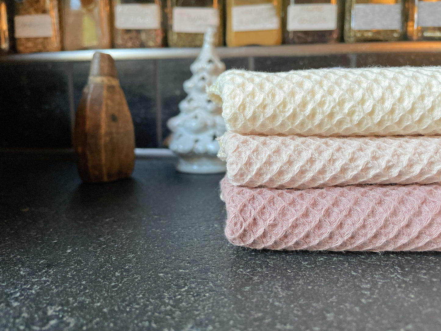 Essuie-tout lavable en coton bio double-face (nid d'abeille et éponge) x 2