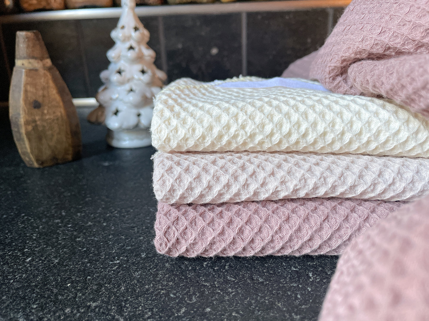 Essuie-tout lavable en coton bio double-face (nid d'abeille et éponge) x 2