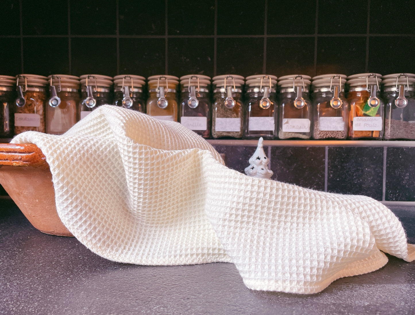 Linge de cuisine en nid d'abeille