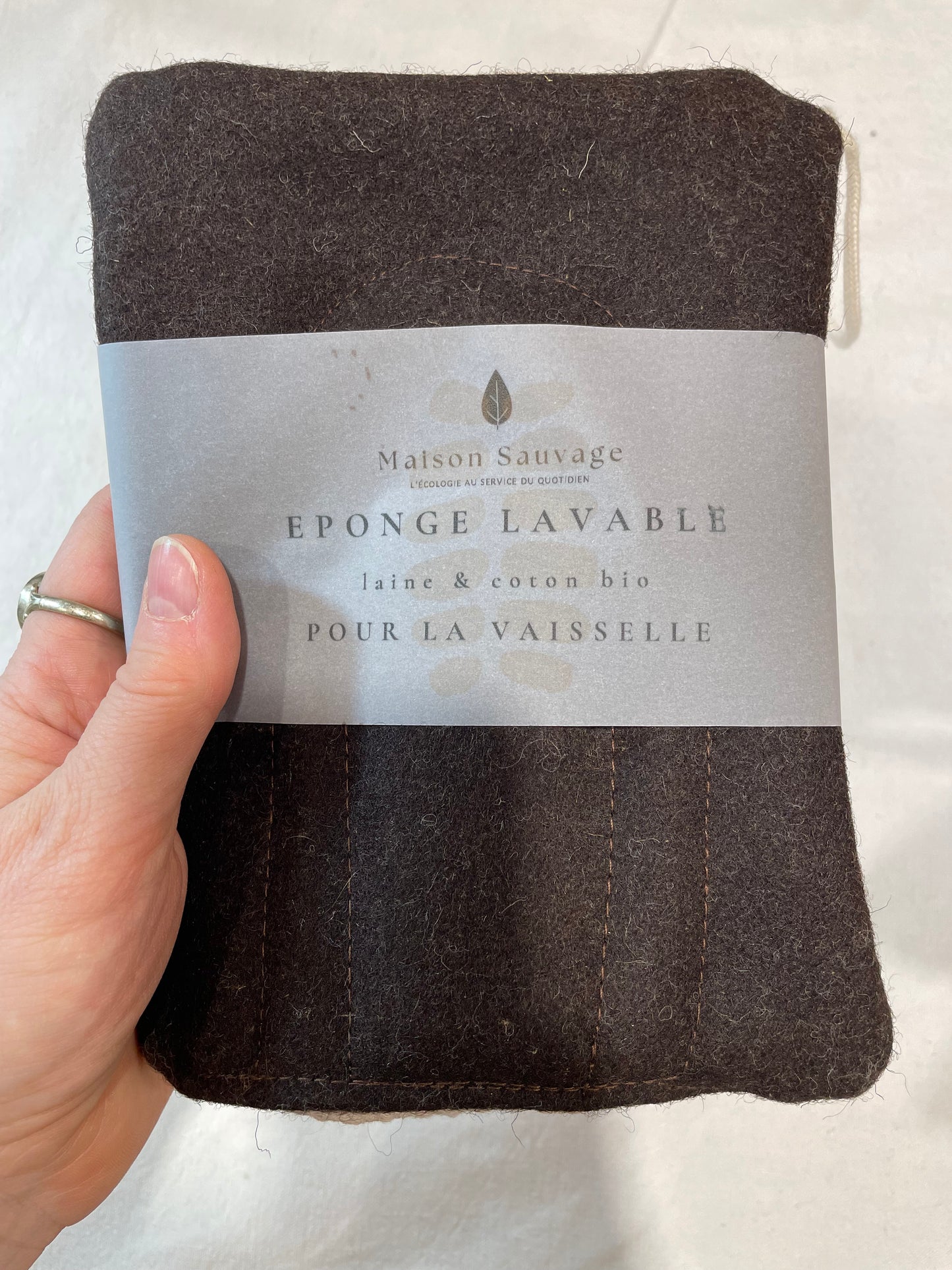 Eponge lavable bio pour la vaisselle avec un côté en laine