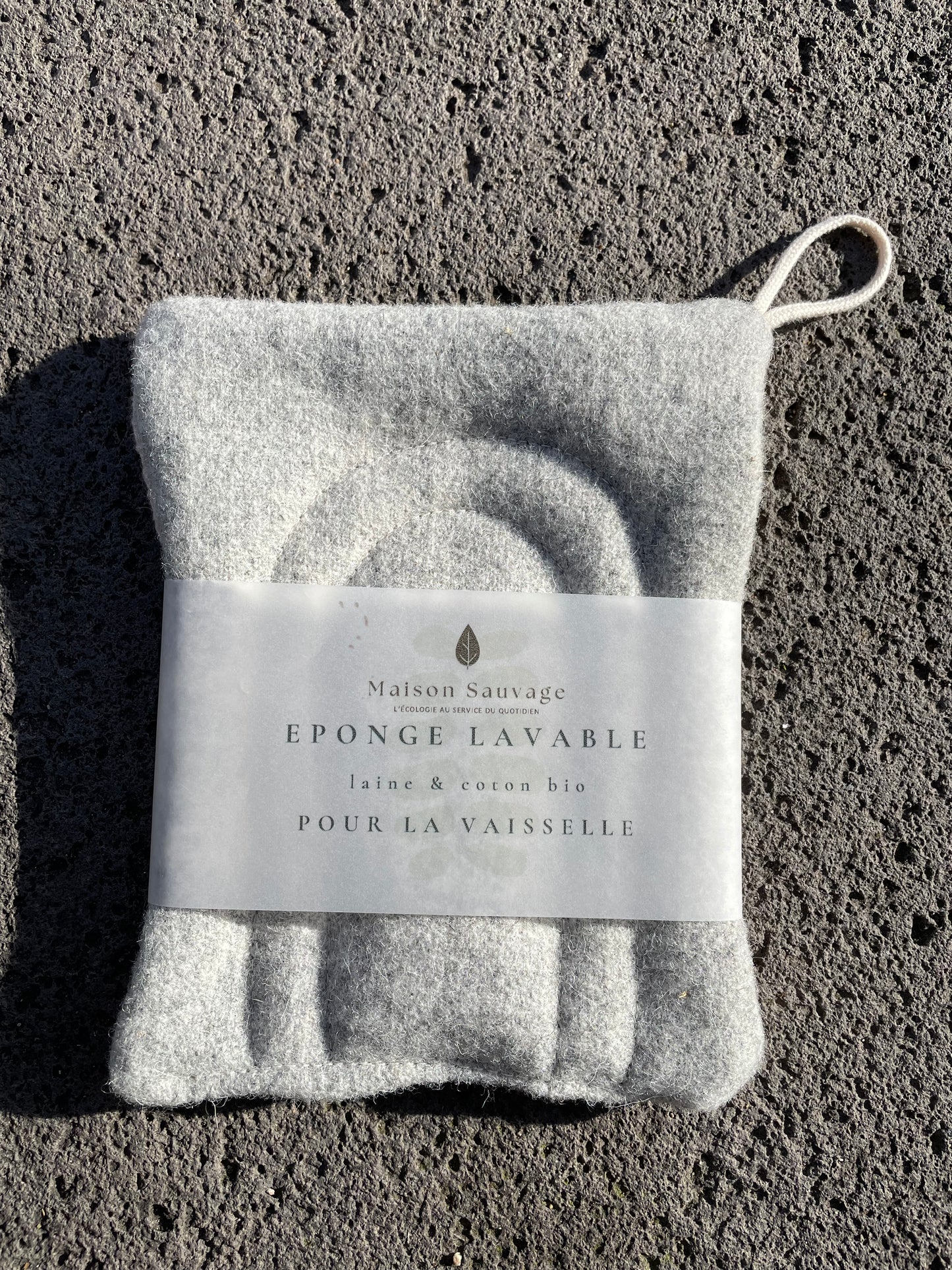Eponge lavable bio pour la vaisselle avec un côté en laine