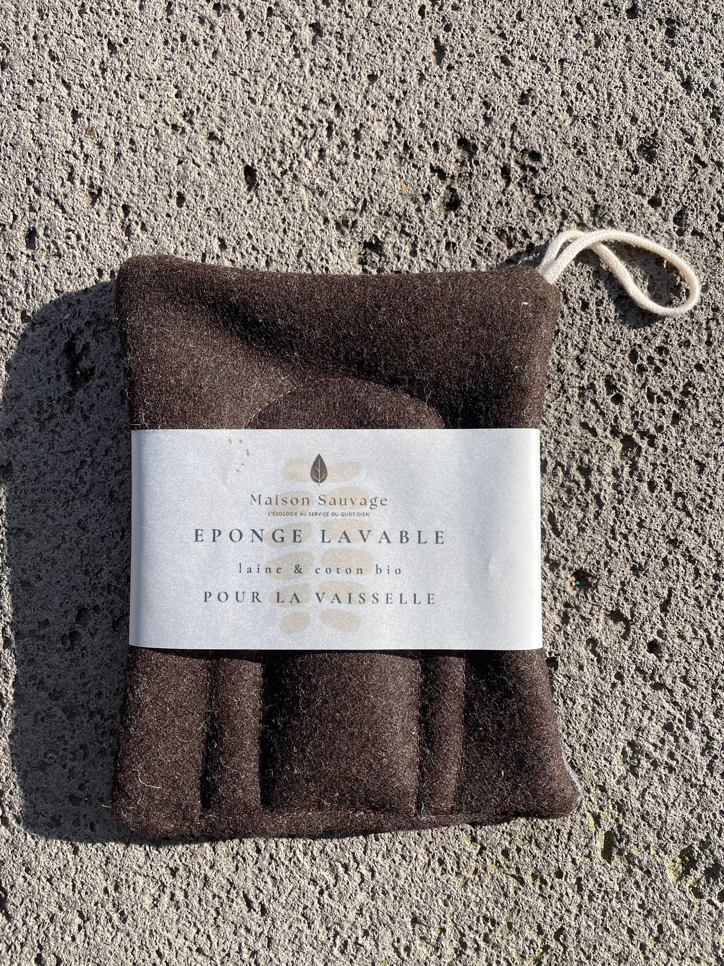 Eponge lavable bio pour la vaisselle avec un côté en laine